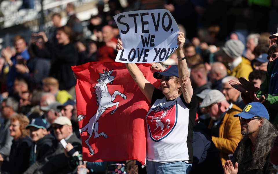 A fan holds up a poster for Darren Stevens, Royal London Cup Final, Kent vs Lancashire, Trent Bridge, September 17, 2022