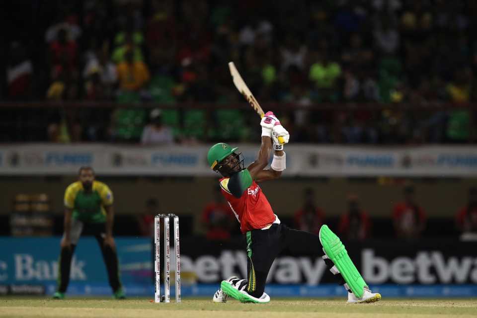 Keemo Paul slogs one during his 56-run knock