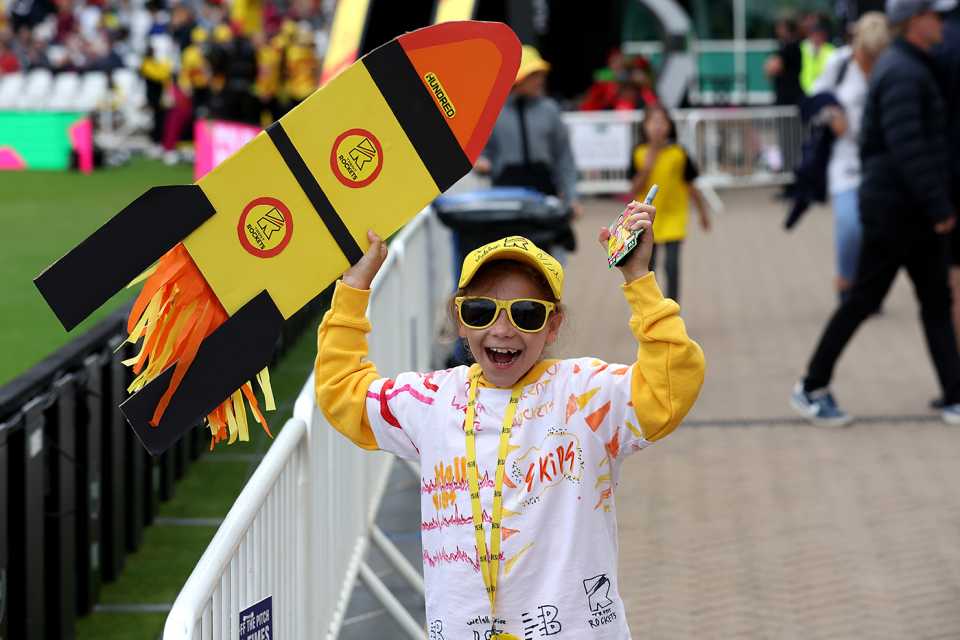 A young fan shows support for Trent Rockets, Trent Rockets vs Welsh Fire, Women's Hundred, Nottingham, August 29, 2022