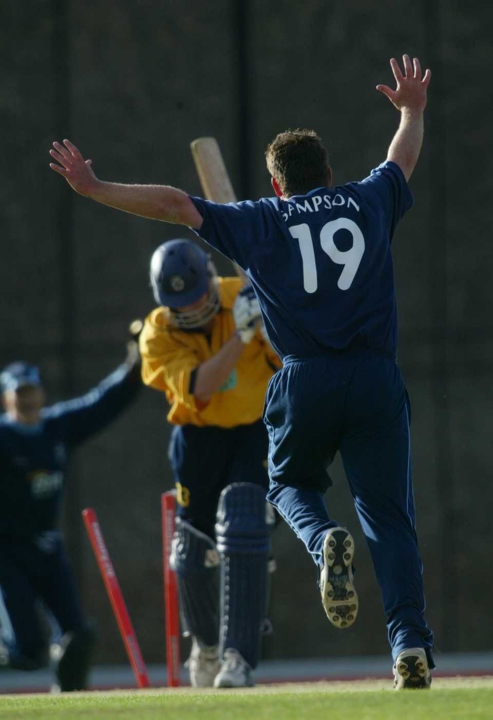 Shane Watson is bowled by Phil Samson for a golden duck