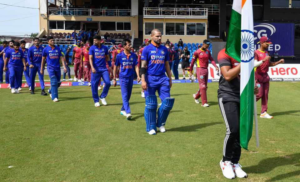 Shikhar Dhawan leads India out, West Indies vs India, 1st ODI, Port-of-Spain, July 22, 2022