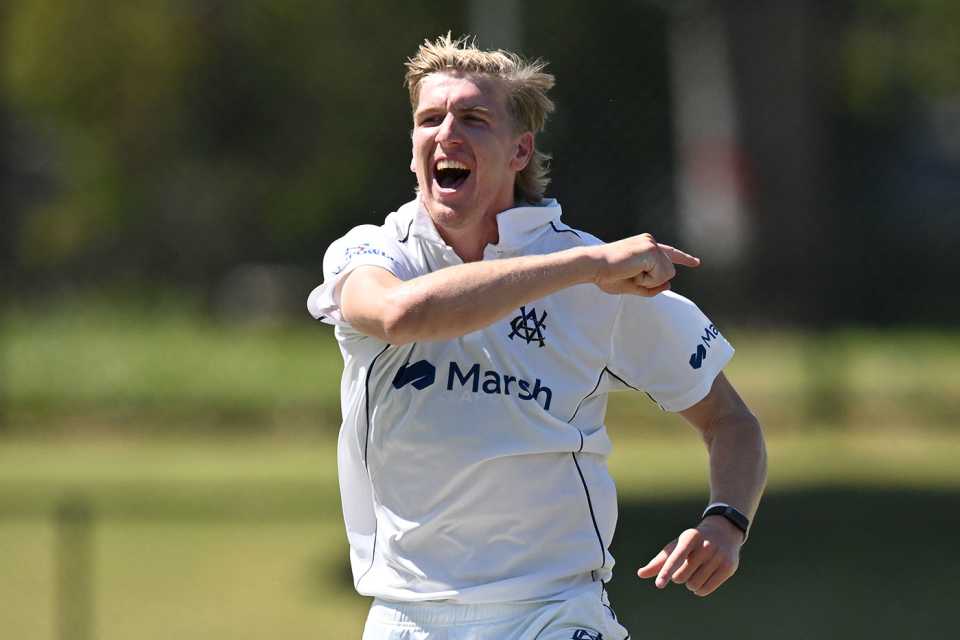 Will Sutherland finished with nine wickets in the match, Victoria vs New South Wales, Sheffield Shield, Junction Oval, December 4, 2022