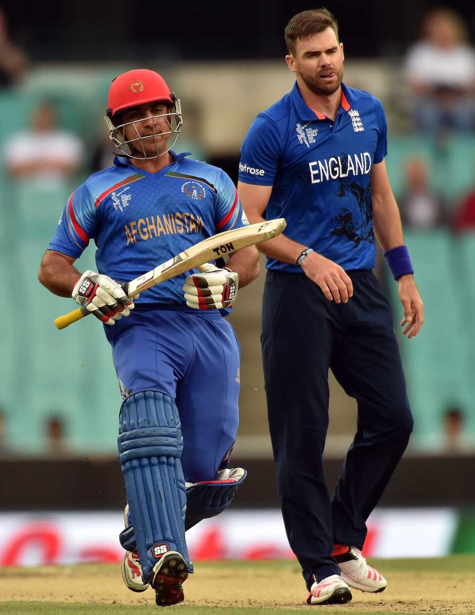 James Anderson looks disappointed at having given away a run, Afghanistan v England, World Cup 2015, Group A, Sydney, March 13, 2015