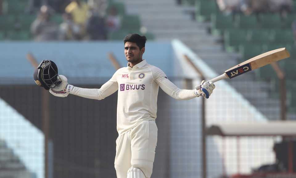 Shubman Gill got to his maiden Test century with a smash over mid-on, Bangladesh vs India, 1st Test, Chattogram, 3rd day, December 16, 2022