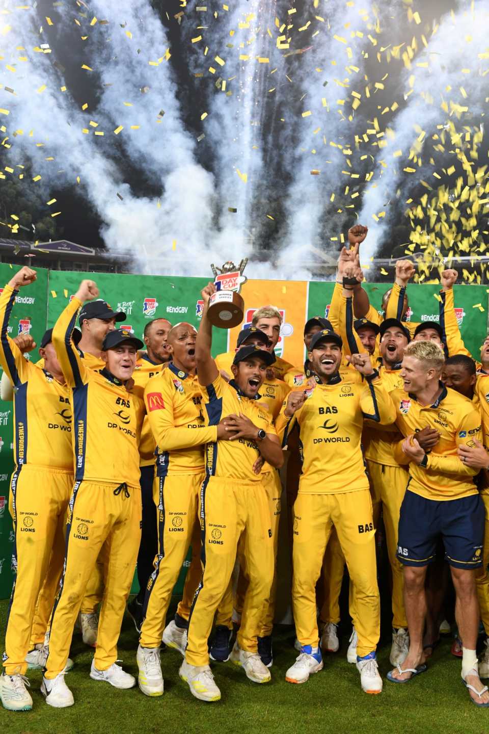 Lions celebrate after winning the CSA One-Day Cup title, Lions vs Western Province, Johannesburg, December 30, 2022