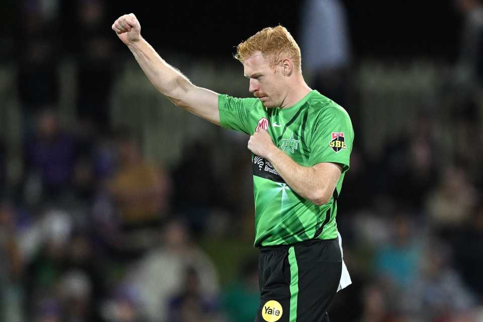 Liam Hatcher picked up 3 for 25 to stage a semi-fightback for Stars, Hobart Hurricanes vs Melbourne Stars, Big Bash League 2022-23, Hobart, January 9, 2023