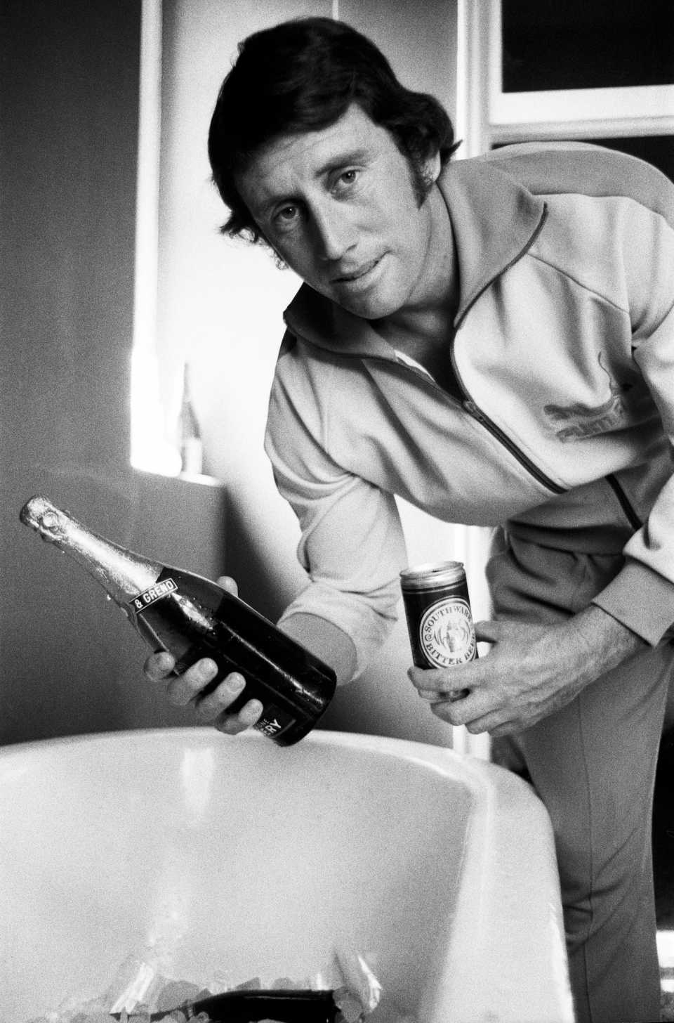 Ian Chappell stores the victory drinks in the ice bath, England vs Australia, 5th day, 5th Test, The Ashes, The Oval, August 16, 1972