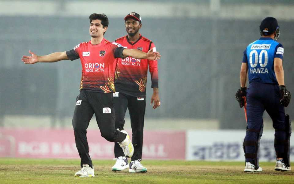 Naseem Shah celebrates a wicket, Dhaka Dominators vs Comilla Victorians, BPL 2023, Dhaka, January 23, 2023