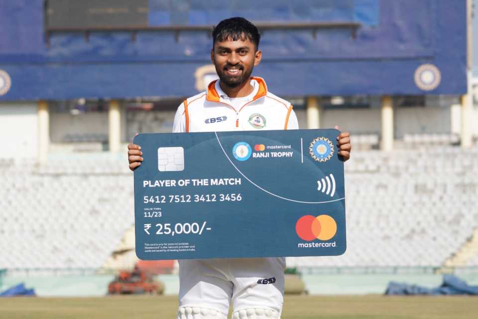 Atharva Taide was named the Player of the Match, Punjab vs Vidarbha, 4th day, Ranji Trophy, Mohali, January 27, 2023