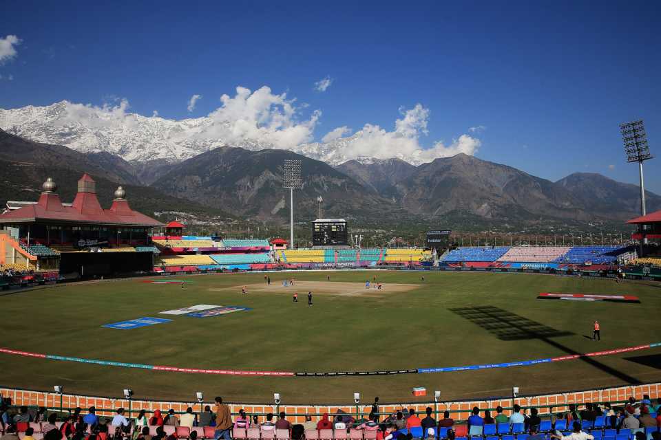 India and England in action at the HPCA Stadium in Dharamsala