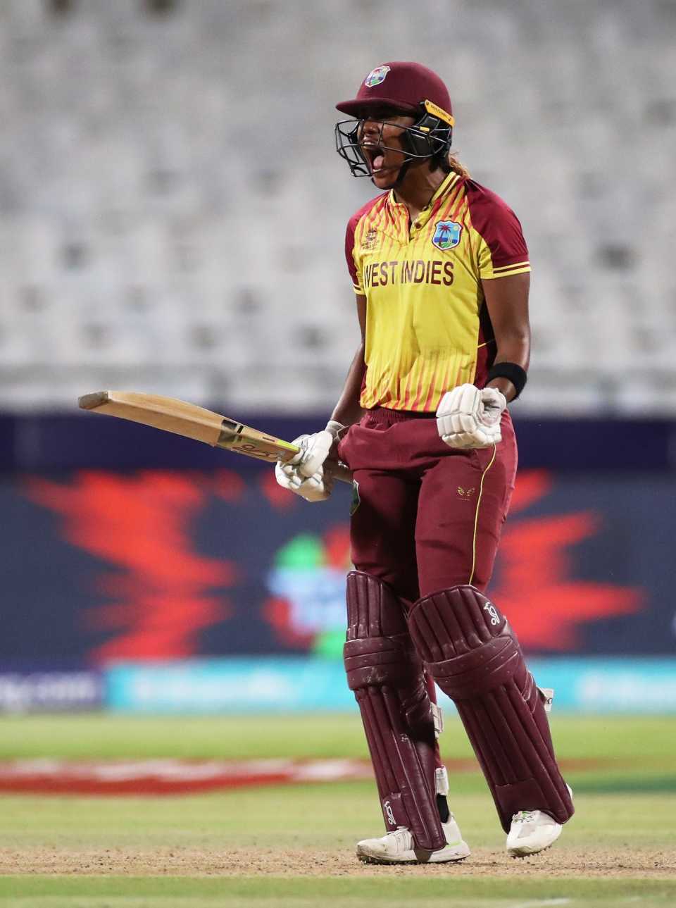 Hayley Matthews lets out a roar after West Indies ended their 15-match losing streak in T20Is, Ireland vs West Indies, Women's T20 world Cup, Cape Town, February 17, 2023