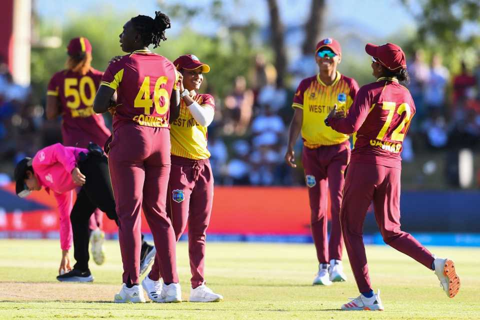 Shamilia Connell is relieved after dismissing Aliya Riaz, Pakistan vs West Indies, Women's T20 World Cup, Paarl, February 19, 2023
