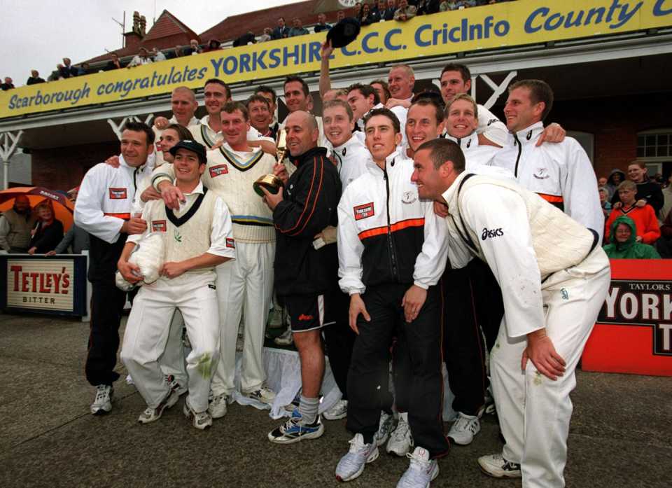 Yorkshire celebrate after winning the 2001 Cricinfo County Championship