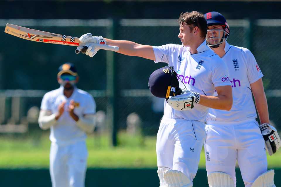 Jamie Smith brings up his century on the third day in Galle, Sri Lanka A vs England Lions, 2nd unofficial Test, Galle, February 9, 2023