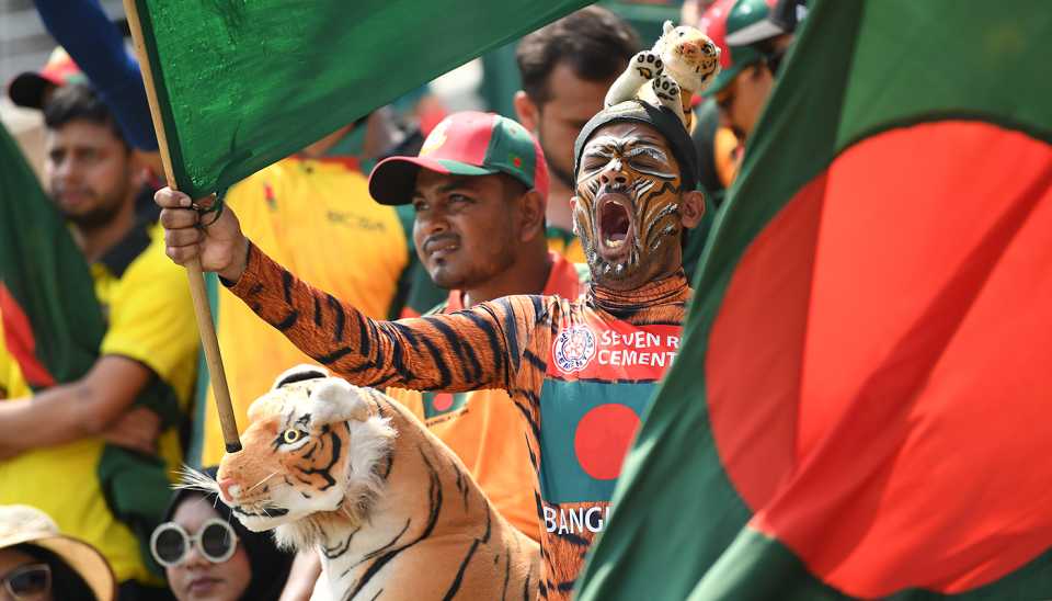 Bangladesh fans celebrate a breakthrough