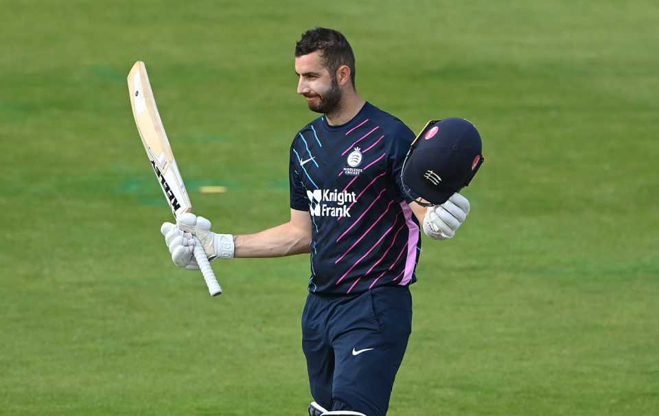 Stephen Eskinazi celebrates his hundred, Durham vs Middlesex, Royal London One-Day Cup, Chester-le-Street, August 7, 2022