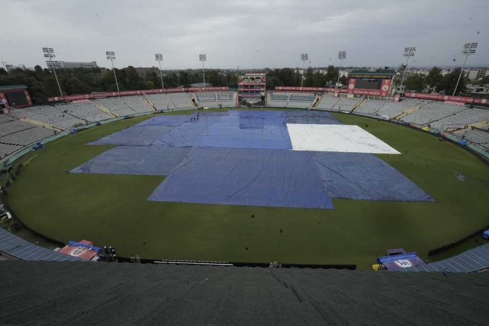 The PCA Stadium was covered because of rain on match eve, IPL 2023, Mohali, March 31, 2023
