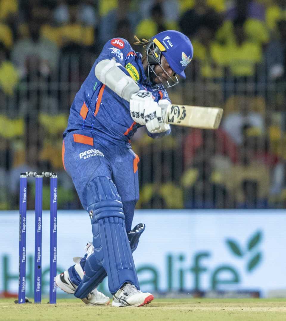 Kyle Mayers powers the ball down the ground, Lucknow Super Giants vs Delhi Capitals, IPL 2023, Lucknow, April 1, 2023