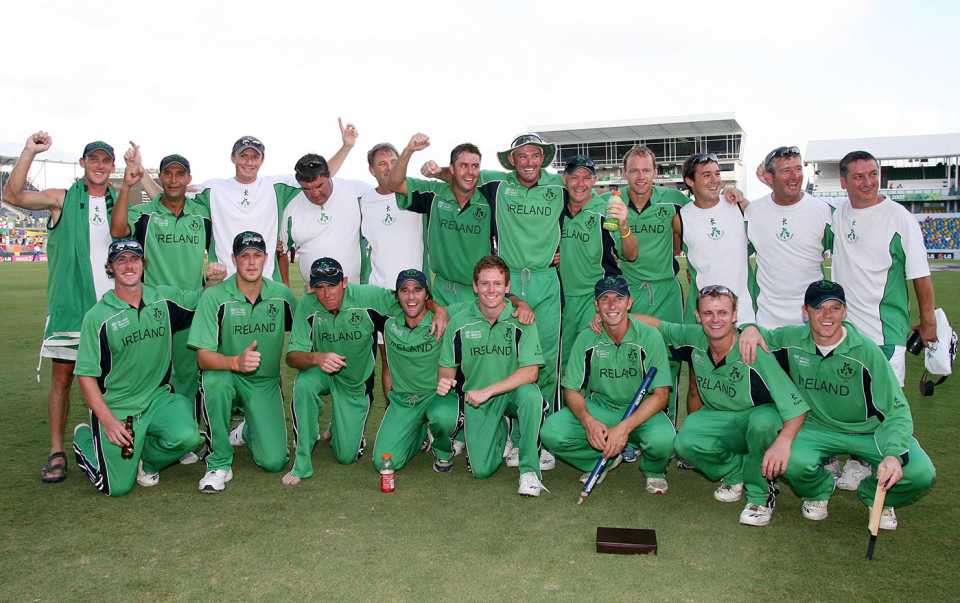 Ireland pose for photos after their win over Bangladesh,  Bangladesh v Ireland, Super Eights, Barbados, April 15, 2007 