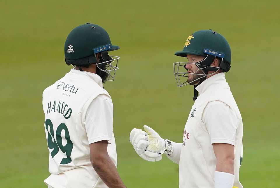 Haseeb Hameed and Ben Duckett have formed a strong partnership at Nottinghamshire, Nottinghamshire vs Somerset, Trent Bridge, April 13, 2023