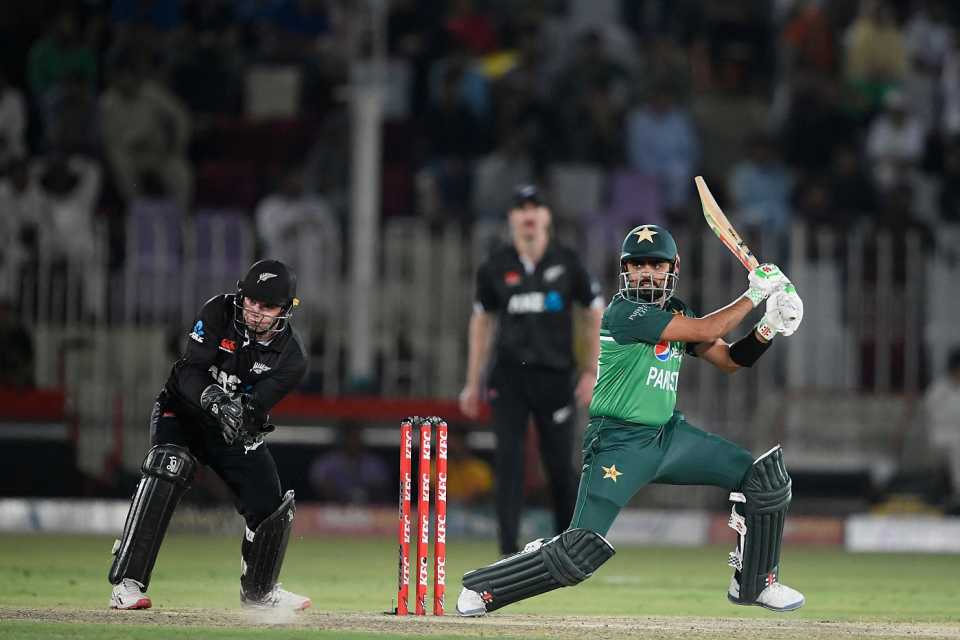 Babar Azam slaps the ball away, Pakistan vs New Zealand, 1st ODI, Rawalpindi, April 27, 2023