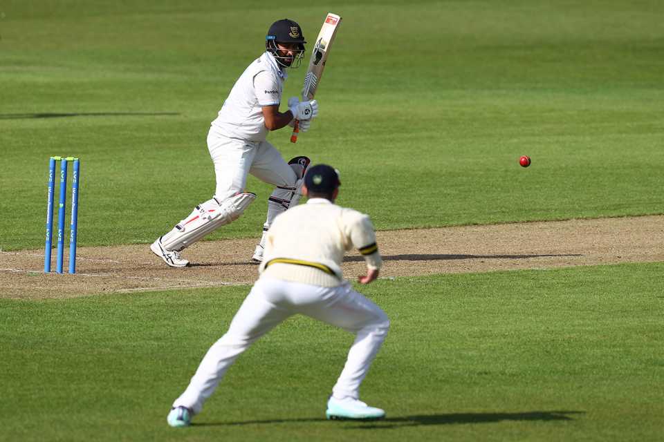 Cheteshwar Pujara finished the day unbeaten on 99, LV= Insurance County Championship, Division 2, Gloucestershire vs Sussex, Bristol, April 28, 2023