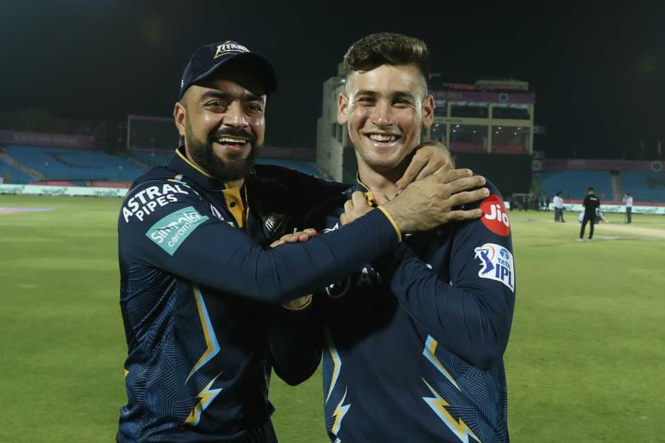 Rashid Khan and Noor Ahmad were jubilant after leading Gujarat Titans to victory