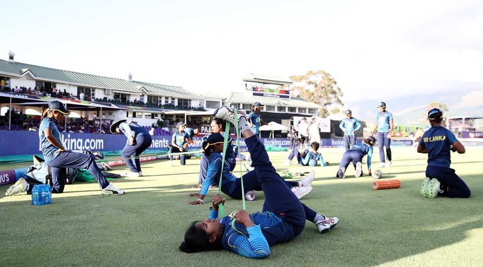 Sri Lanka's players warm up before the game, New Zealand vs Sri Lanka, Women's T20 World Cup 2023, Paarl, February 19, 2023