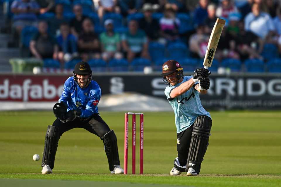 Laurie Evans strikes a boundary, Vitality Blast, Sussex Sharks vs Surrey, Hove, June 09, 2023
