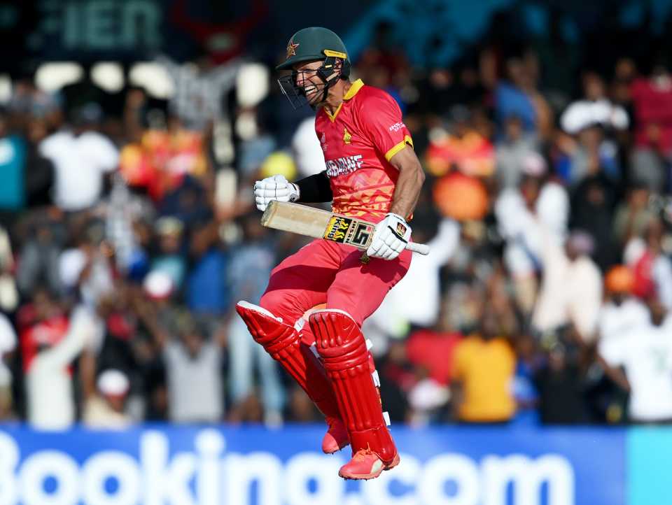 Craig Ervine celebrates his match-winning century
