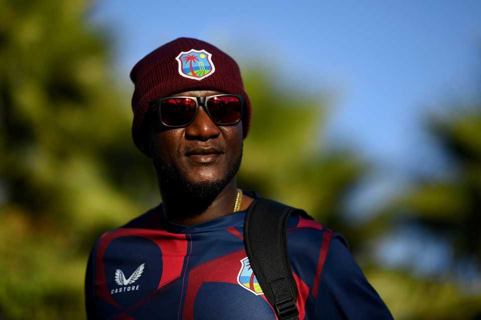 West Indies head coach Daren Sammy looks on