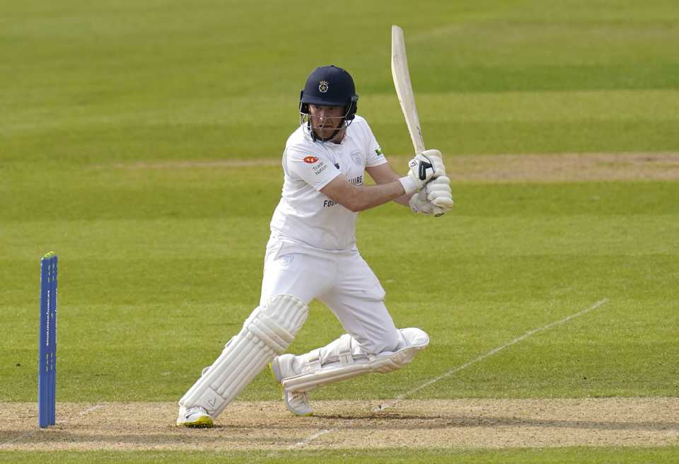 Liam Dawson steers into the off side, Hampshire vs Northamptonshire, LV= County Championship, Ageas Bowl, 1st day, May 18, 2023