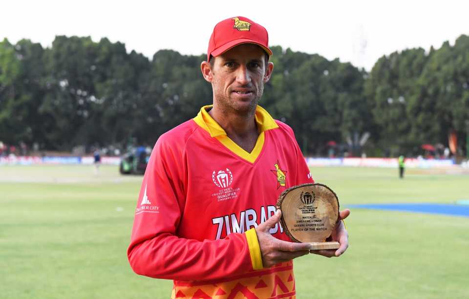 Sean Williams was the Player of the Match for his 142, Oman vs Zimbabwe, Super Six, Men's World Cup Qualifier, Bulawayo, June 29, 2023