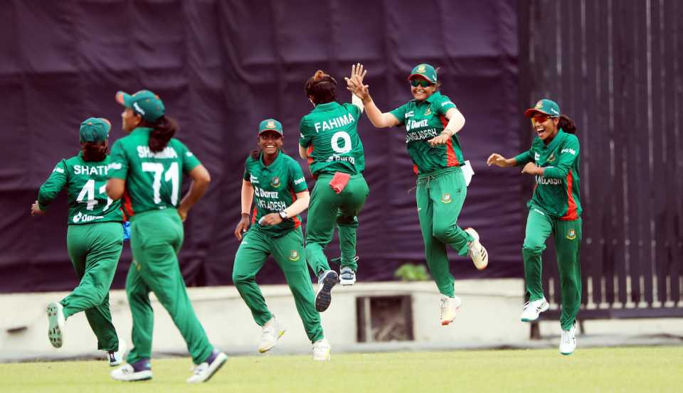 Fahima Khatun was outstanding on the day, returning 2 for 16 from her four overs, Bangladesh vs India, 2nd women's T20I, Dhaka, July 11, 2023