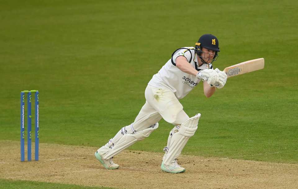 Rob Yates works back down the ground, Hampshire vs Warwickshire, County Championship, Division One, Ageas Bowl, May 4, 2023