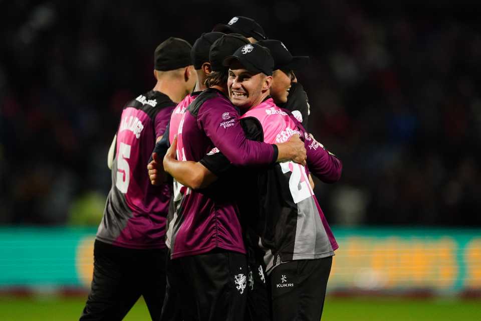 Somerset celebrate the moment of victory in the T20 Blast final