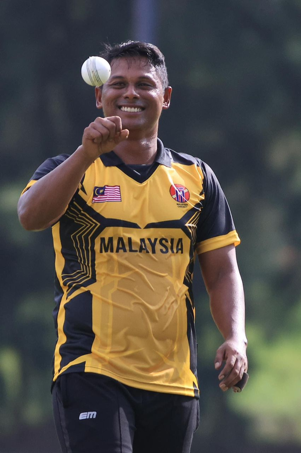 Syazrul Idrus in action, Malaysia vs China, Kuala Lumpur, T20 World Cup Asia B Qualifier, July 26, 2023