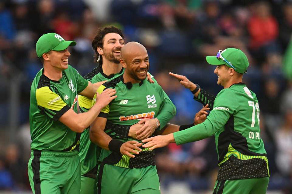 Tymal Mills finished off the Fire innings with a hat-trick, Welsh Fire vs Southern Brave, Men's Hundred, Cardiff, August 12, 2023