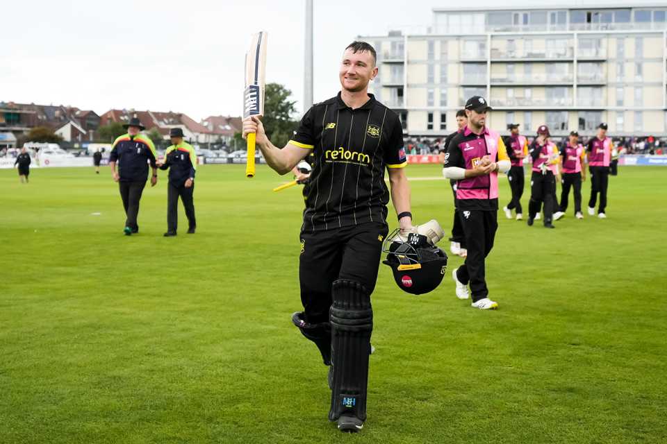 James Bracey walks off after his double hundred, Gloucestershire vs Somerset, Metro Bank One-Day Cup, Bristol, August 13, 2023