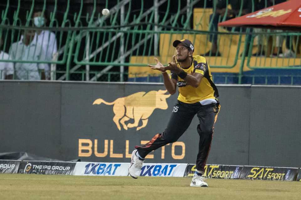 Kasun Rajitha takes the catch to dismiss Asif Ali, B-Love Kandy vs Galle Titans, Lanka Premier League, Qualifier 2, Colombo, August 19, 2023