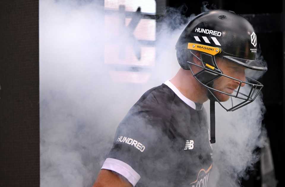 Smoke engulfs Jos Buttler as he walks out to bat, Manchester Originals vs Northern Superchargers, The Hundred Men's Competition, Emirates Old Trafford, August 20, 2023