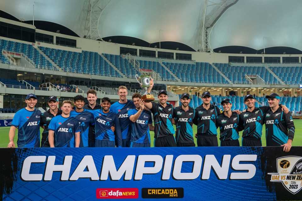 All smiles in the New Zealand camp as they brushed aside UAE in the third T20I to claim the series, UAE vs New Zealand, 3rd T20I, Dubai, August 20, 2023