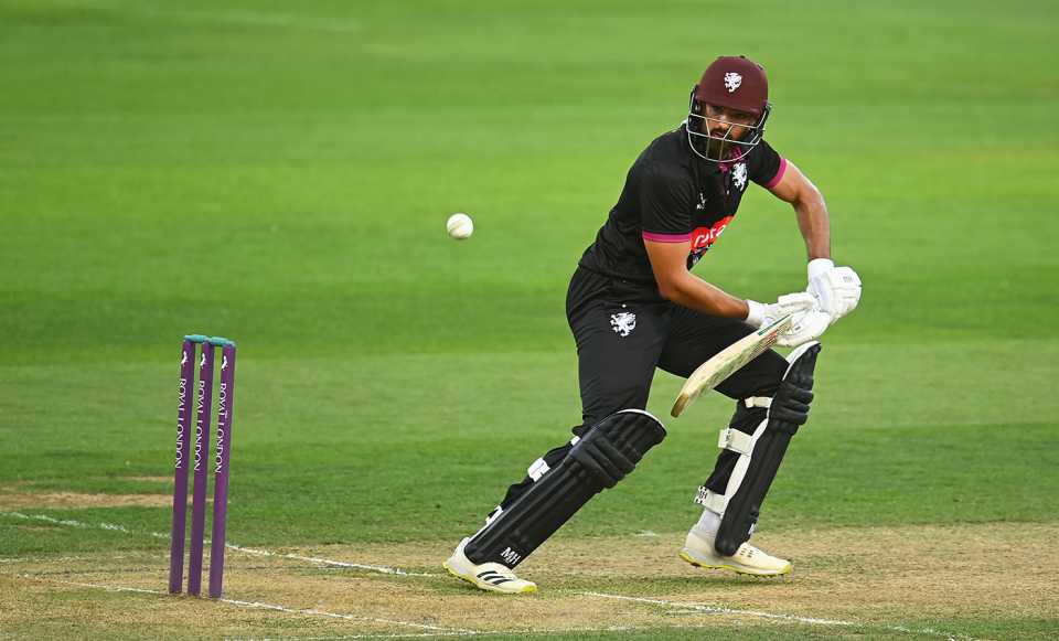 Andy Umeed plays the ball late, Somerset vs Sussex, Royal London Cup, Taunton, August 19, 2022