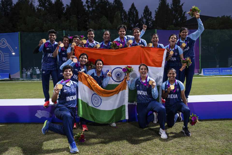 The Indian women's team is all smiles with the Asian Games gold medal
