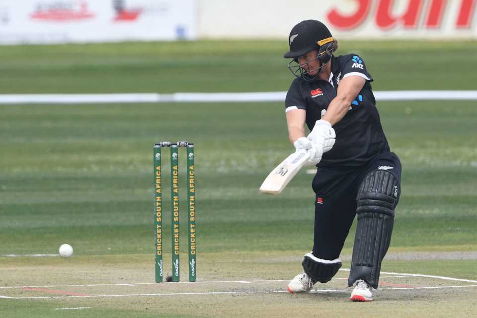 Sophie Devine drives with power during her short stay in the middle, South Africa vs New Zealand, 1st women's ODI, Pietermaritzburg, September 24, 2023