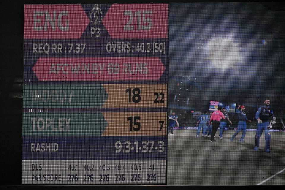 The result: Afghanistan beat England by 69 runs