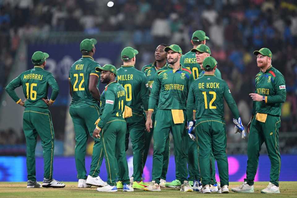South Africa await the verdict on Marcus Stoinis' dismissal, Australia vs South Africa, Men's ODI World Cup 2023, Lucknow, October 12, 2023