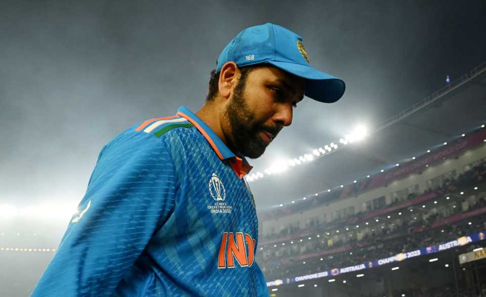 Rohit Sharma walks off after India's World Cup final defeat