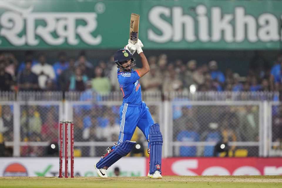 Ruturaj Gaikwad hits down the ground, India vs Australia, 3rd T20I, Guwahati, November 28, 2023