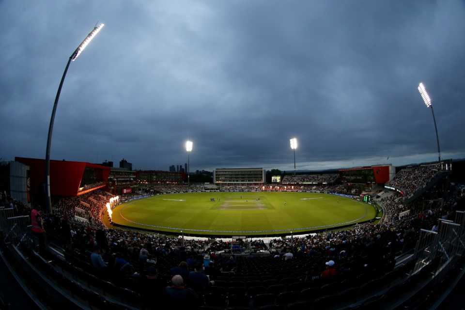 Old Trafford under the floodlights during the 2023 Hundred, August 2023
